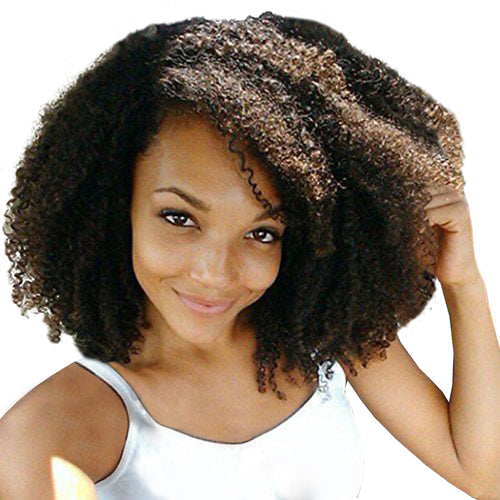 Ms Fenda Hair Natural Color Medium Cap Size 100% Remy Virgin Brazilian Human Hair Afro Kinky Curly 4b-4c Kinky Curly Full Lace Wigs