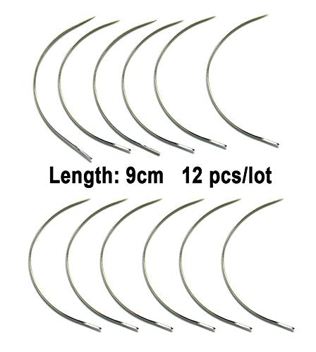 Ms Fenda Hair 12Pieces/lot 90mm C Shape Curved Hand Sewing/Weaving Needles for Human Hair Extension Sew-in