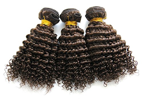 Ms Fenda Hair Light Brown Color #4 Kinky Curly Style Virgin Brazilian Human Hair Weaving Wefts 10.5oz(300gram) 3Bundles/Lot