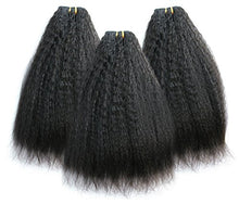 Ms Fenda Hair Kinky Straight Coase Yaki Natural Color Remy Virgin Brazilian Human Hair 3 Bundles with 1pc 4x4 Three Parting Lace Closure(12"12"12"+8"ThreeParting)