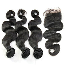 MsFenda hair 100% Virgin Brazilian Weave for Cheap Body Wave 3pcs 10"-26" and Virgin Brazilian Wavy Hair Closure (4*4) Natural Color