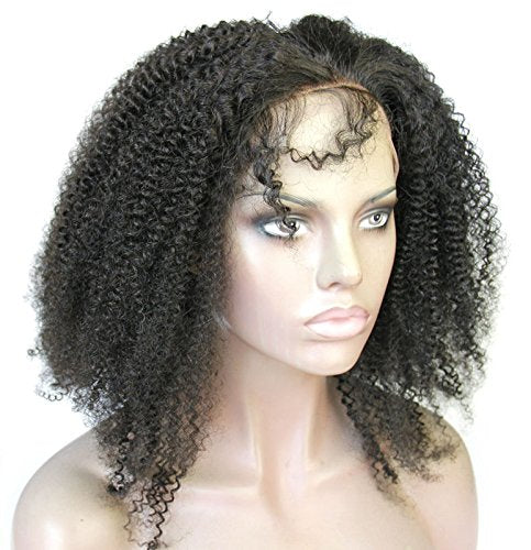 Ms Fenda Hair Natural Color Medium Cap Size 100% Remy Virgin Brazilian Human Hair Afro Kinky Curly 4b-4c Kinky Curly Full Lace Wigs