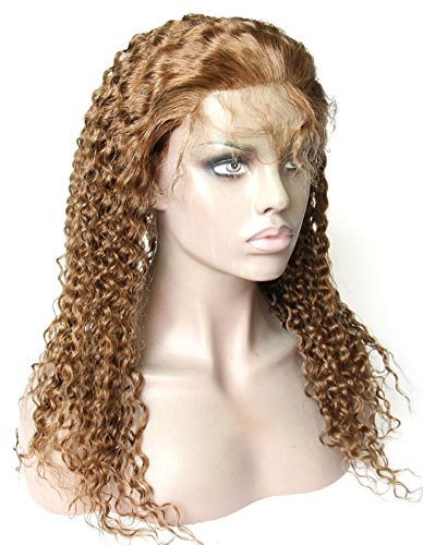 Ms Fenda Hair Blonde Brown #30 Medium Cap Size 100% Remy Virgin Brazilian Human Hair Kinky Curly Full Lace Wigs