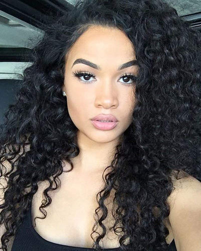 Ms Fenda Deep Curly 360 Lace Frontal Wig 180% Density Peruvian Remy Human Hair Adjustable Wigs with Baby Hair High Density Wig for Black Women