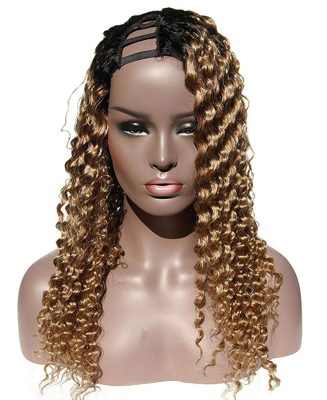 Ms Fenda Hair 100% Brazilian Virgin Human Hair Deep Wave Ombre Color T1b/27 U-part Rigt Parting Wigs