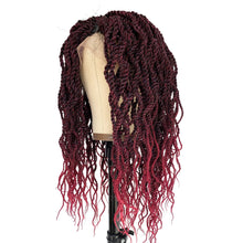 Ms Fenda Hand Tied Heat Resistant Synthetic Braiding T-part Lace Parting Wigs(22inch, #Burg)
