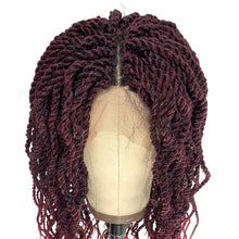 Ms Fenda Hand Tied Heat Resistant Synthetic Braiding T-part Lace Parting Wigs(22inch, #Burg)
