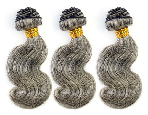 Ms Fenda Virgin Malaysian Human Hair Body Wave Mixed Grey Color Weaving Wefts (3 bundles）