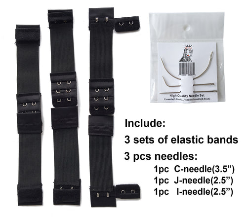 Ms Fenda Hair 3 Sets of Adjustable Elastic Band 3 Pieces of Needles for Wigs Making Wig Accessories