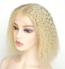 Ms Fenda Brazilian  Human Hair Blonde Color #613 Deep Curly 150% Density Short Bob Lace Wigs