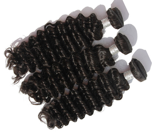 Ms Fenda 100% Brazilian Human Hair Bundles Deep Wave Weaving Wefts (3 bundles)