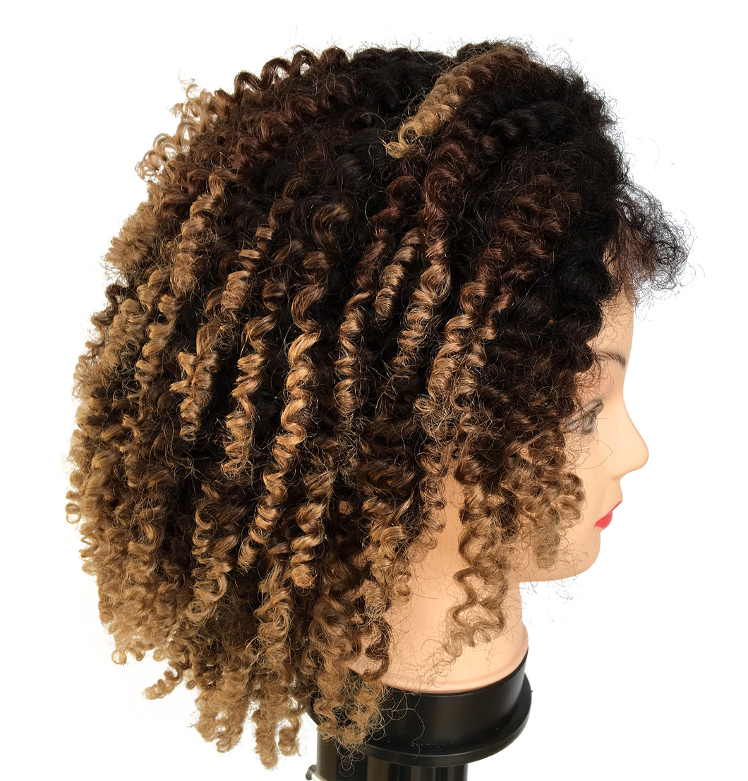 Ms Fenda 180% Density Ombre Color T1b/4/27 Peruvian Virgin Human Hair Funmi Spring Curly Lace Wigs