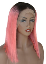 Ms Fenda Ombre Color #T1b/Pink Peruvian Virgin Human Hair 150% Density Bob Lace Wigs