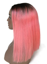 Ms Fenda Ombre Color #T1b/Pink Peruvian Virgin Human Hair 150% Density Bob Lace Wigs