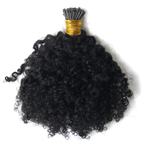 Ms Fenda Brazilian Remy Human Hair s kinky curly 0.5g/strand 100 strands Natural Color I-tip Hair Extensions